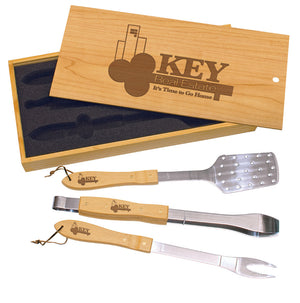 Wooden BBQ 3 Piece Set with Box