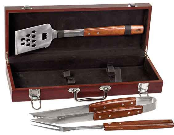 Rosewood BBQ Set with Tools and Carrying Case