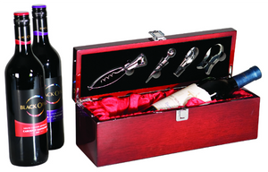 Rosewood Piano Finish Single Wine Box with Tools
